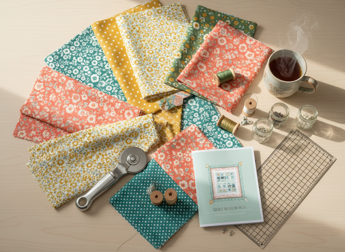 Person happily receiving a quilting box